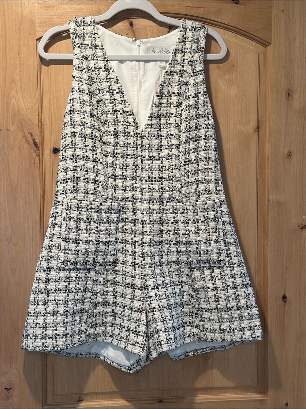 Anthropologie Black & White Tweed V-Neck Romper